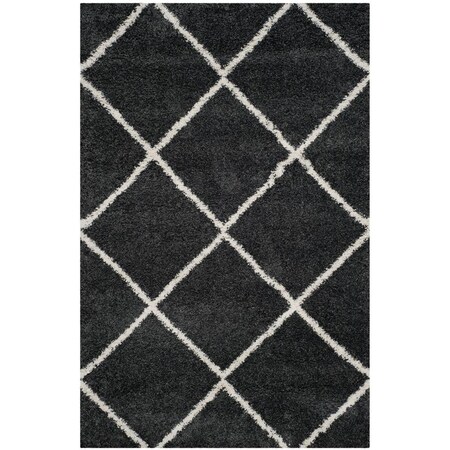Flowers First 6 x 9 ft. Hudson Shag Power Loomed Rug; Dark Grey & Ivory - Medium Rectangle FL2115260